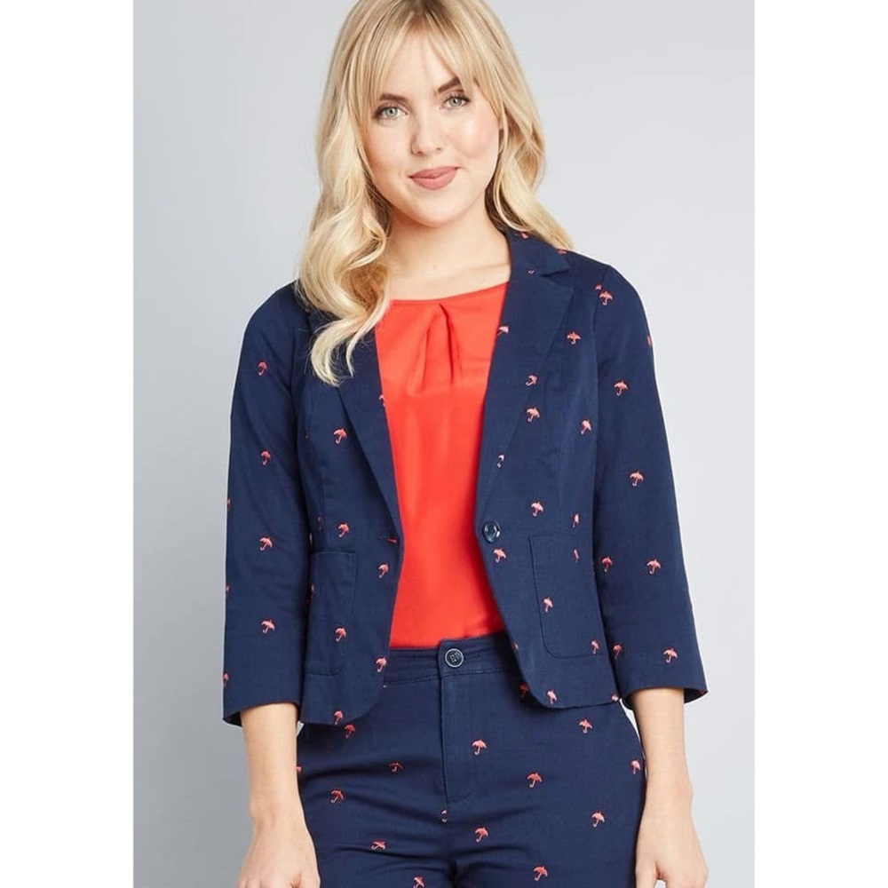 ModCloth Legendary Lifestyle Cotton Blazer in Umbrellas